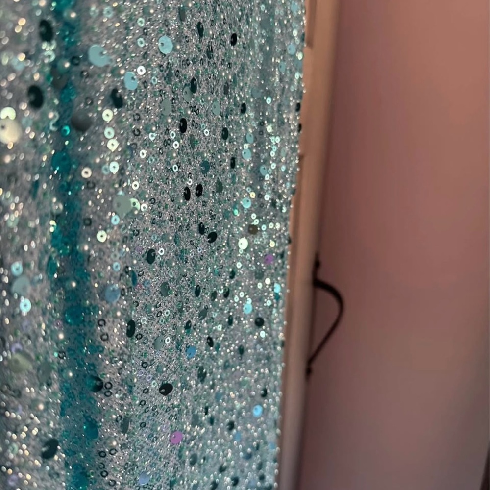 LaDivine by Cinderella Devine Elegant Light Blue Sequin Prom Homecoming Dress 2 - Picture 4 of 8